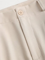 Women's Elegant Jacquard Pleating Wide-Leg Pants Office/Commuting Solid Color Loose Casual Suit Pants, Autumn/Winter