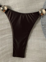 Metal Buckle Satin Bikini Women Micro Thong Swimwear Female Swimsuit Two-pieces Bikini Set High Cut Bather Bathing Suit Swim