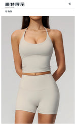 Quick Drying 2 Pcs Yoga Sets Women V Neck Slimming Sports Tank Top High Waist Shorts Fitness Suit Outwear Gym Running Tracksuits
