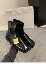Designer Vintage Women Ankle Boots Fashion Square Toe Shoes Spring Autumn Flats Ladies Short Booties 2025