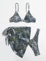 3 Pieces Print Push Up Bikini 2026 Women & Beach Skirt Strappy Swimsuit Sexy Swimwear Female Bathers Bathing Swimming Swim Suit
