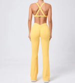 Women's Seamless Yoga Sets Brushed Fabric Flared Hip-Lifting Pants Cross Beauty Back Bra Suits Gym Workout Fitness Training Sets