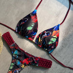 Print Halter Braided Rope Mini Thong Bikini Female Swimsuit Women Swimwear Two-pieces Bikini Set High Cut Bathing Suit Swim Lady