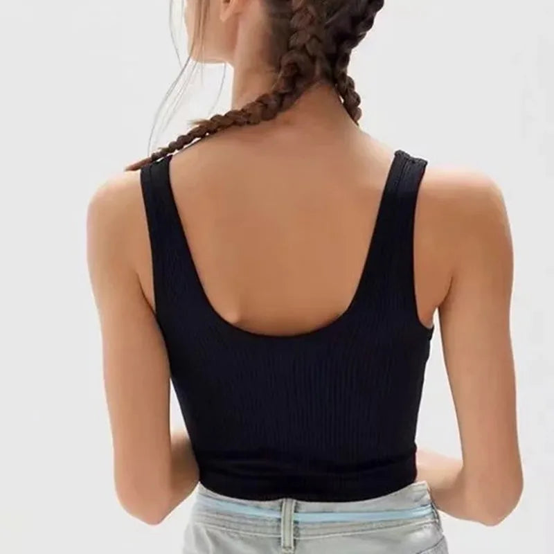 Seamless Bras For Women Streetwear Rib Sports Tank Top Sexy Lingerie No Pads Crop Top Female Fitness Underwear