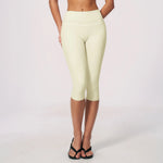 Hip Lifting Midi Length Yoga Pants Women Contrast Color Gym Sports High Waist Capri Trousers Breathable Fitness Running Leggings