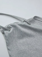 FDYOUI Women's Diagonal Collar Gray T-shirts Y2K Female Off Shoulder Lace-up Holes Cropped Tops Casual Black T Shirt Streetwear