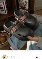 2026 Women Summer Platform Slippers Close Toe Female Leisure House Shoes Soft EVA Female Indoor Street Mulers Slip-on Sandals