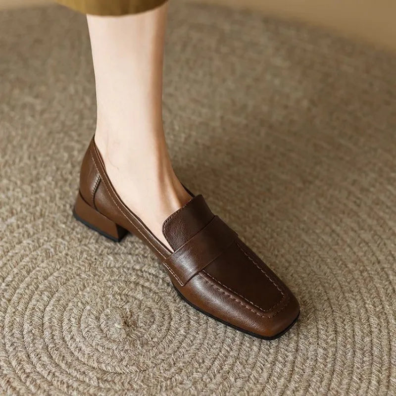 Style Spring Autumn Versatile British Style Flat Shoes Women's Vintage Leather Pumps High Heel Shoes Summer Season 2026