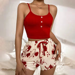 2026 Fashion Casual American Spice Pajama Lady Sweet Cute Casual Comfort Suspender Shorts Pajamas Home Suit Summer New Hot