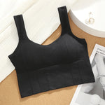 Women Crop Top Padded Tank Top Sports Bra Seamless Underwear Summer Fitness Casual Streetwear Camisole Removable Pads