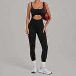 Women's Seamless Yoga Jumpsuits Sports Gym Fitness Backless Sleeveless Hip-lifting Pants One-piece Training Workout Bodysuits
