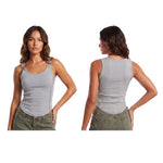 Summer Women's Solid Ribbed Tank Tops Stylish Sleeveless U Neck Camisole with Metal Buckle Straps Gothic Punk Vest