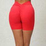 Sexy High-Waisted Yoga Shorts - Deep V Back Ruffled Booty Lift Women Tummy Control Workout Gym Peach Butt Fitness Shorts