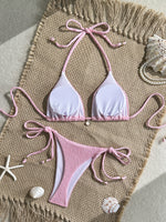 Sexy Pink White Bikini Set 2026 Women Shell Ornament Push Up Tie Side Thong Swimsuit Summer Bathing Suit Holiday Micro Swimwear