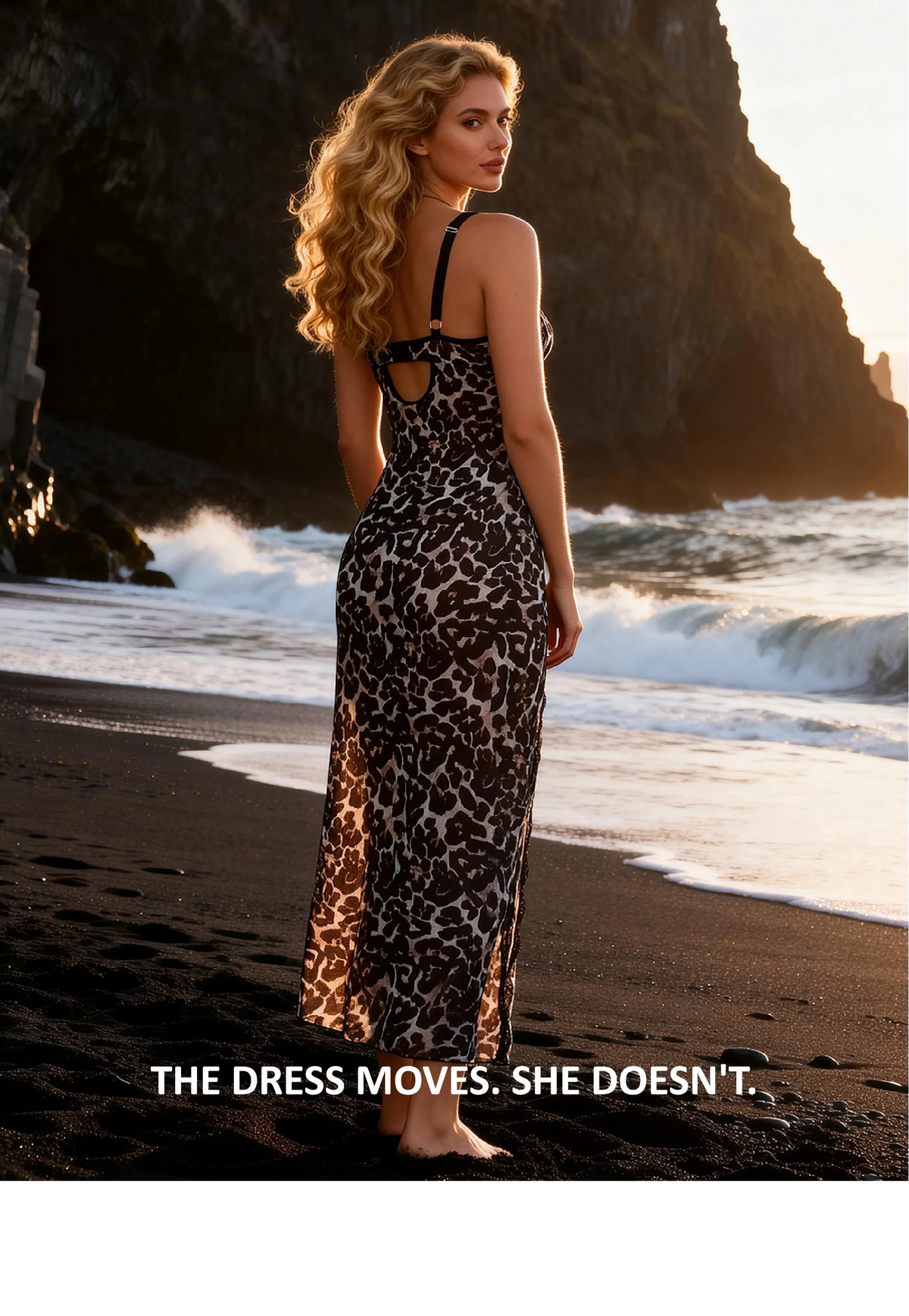 Leopard Print Mesh Lace Nightgown for Women Wild Animal Sleepwear See Through Deep V Long Split Open Back Sexy Lingerie Dress