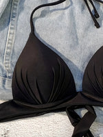 XS - XL Sexy 2025 Push Up Bra Cup Halter Bikini Top Female Swimsuit Women Swimwear Bather Bathing Suit Swim Solid Beach wear Top