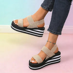 Women Slingback Wedge Sandals Outdoor Summer Lightweight Slides Solid Color Thick Bottom Ladies Slipper Female Roman Sandals