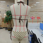 Women's 3 Piece Swimsuits Dots Print Halter Bikini Set Summer Bathing Suits with Cover Up Skirt Set Summer Holiday Suits