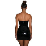 Glossy Leather Tube Top Mini Dress Women Fashion Sexy Backless Package Hip Slim Sleeveless Short Dresses Hot Girl Streetwear