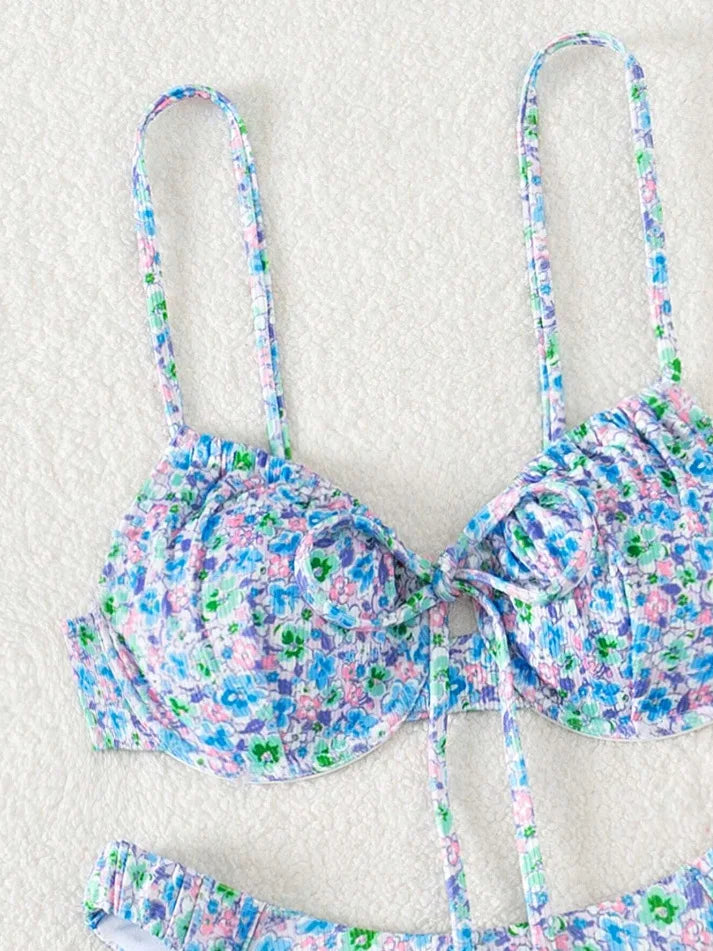 New Sexy Floral Print Push Up Bikini 2024 Women Swimwear Female Swimsuit Two Pieces Thong Bikini Set Bather Bathing Suit Beach