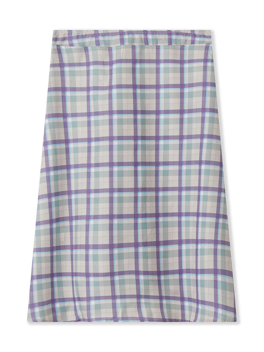 Summer Solid/Stripe/Plaid Midi Skirts for Women Casual Elegant A-Line Skirt for Beach Vacation Streetwear