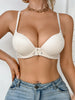 Daily Women's Bra with Lace Splicing and Embossed Texture Cup Surface Push-up Bra Soft Fabric Front Closure Underwire Underwear