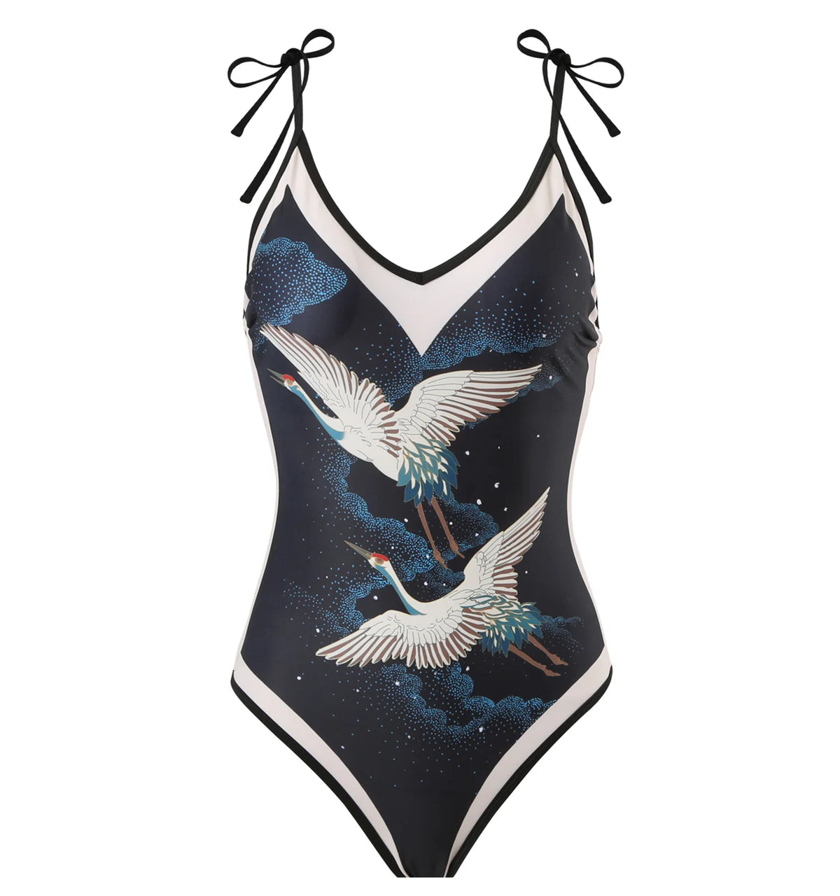 Sexy One-piece Swimsuit with Skirt Swimwear Women Flower Bird Print Body Bathing Suit Beach Swim Pool 2024 Female Swimming Suit