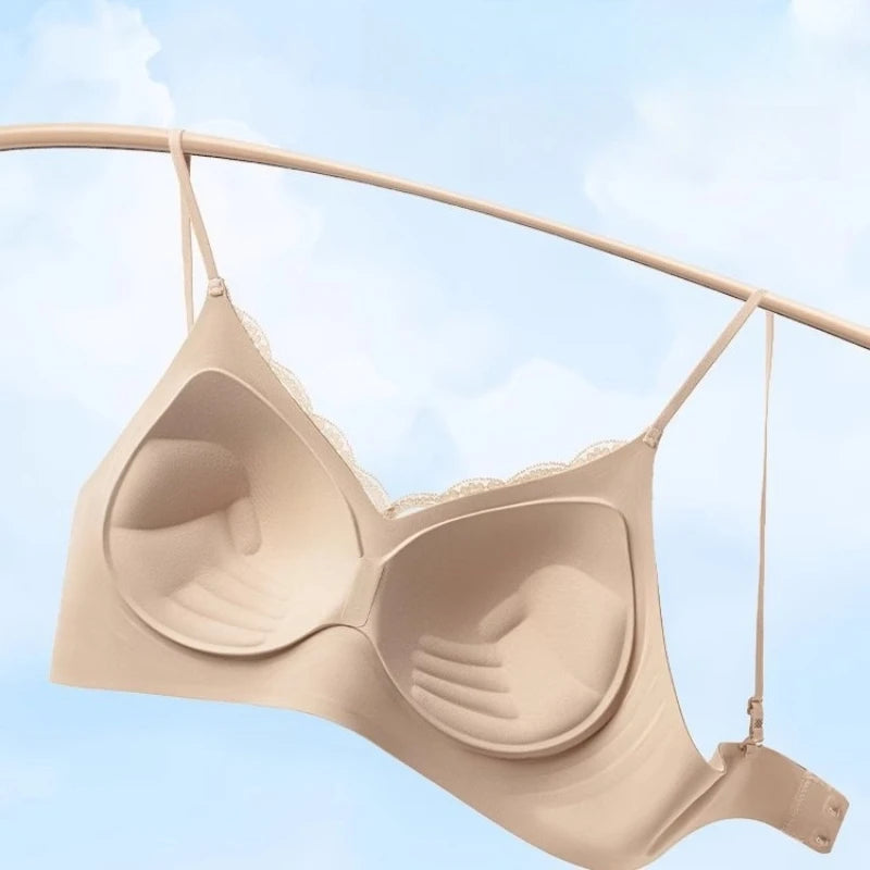 Underwear Women's Summer Thin Small Chest Thick Push-up Big Invisible Seamless Spaghetti Strap Bra Jelly Back Bras 2026