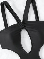 2025 Halter Hollow Out High Cut One Piece Swimsuit Women Swimwear Female Monokini Cross Backless Bathing Suit Swim Beach Wear