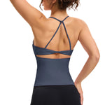 NCLAGEN Twist Back Top Gym 2 In 1 Women Yoga Vest High Elastic Quick Dry Breathable Fitness Tank Back Cross Running Tops