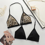 Leopard print black 2-piece set without steel rim or chest cushion women underwear with sexy straps girls' bra Lingerie MR3475