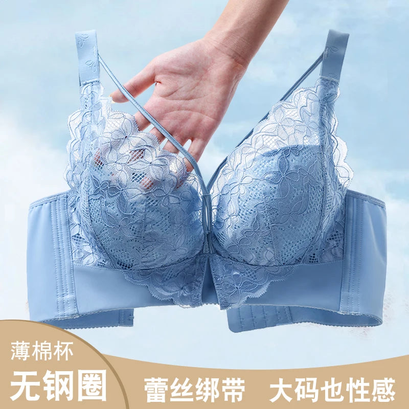 Coverage Lace Bras Plus Size Push Up Bra Sexy Lingerie Women FullWireless Brassiere C D E Cup Push Up Bras for women Bra 52CDE
