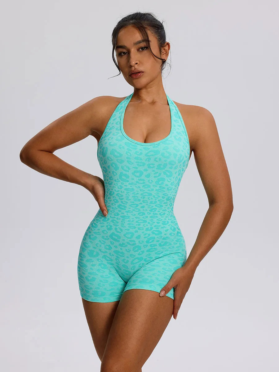 Trendy Sexy Leopard Women Jumpsuits Sport Yoga Clothes Rompers Sportswear Woman Gym Combi-pants Fitness Overalls Shorts Bodysuit
