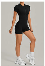 Women's Seamless Yoga Jumpsuits Sports Fitness Beauty Back Slim Fit Short-Sleeves One-Piece Workout Gym Training Bodysuits