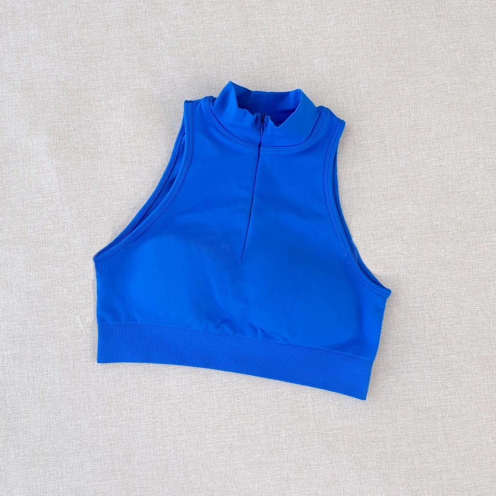 Drdfnamic High Neck Backless Sports Bra Support Back Cross Fitness Underwear Push-up Gym Clothes Workout Sports Tank Top XP400