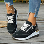 EUR Size 44 Leisure Black Wedges Trainers Sneakers Summer Pink 5.5cm Heels Comfy Walking Casual Shoes Women Daily Wear Footwear