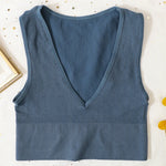 Deep V Crop Top Women Bra Top Sexy Lingere Seamless Underwear Female Tanks Top Sleeveless Fitness Top Camisole