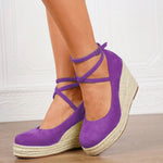 2025 Comfy Walk Big Size 43 Summer Bohemian Espadrilles Platform Pumps Cross Strap Chunky High Heels Wedges Shoes Women