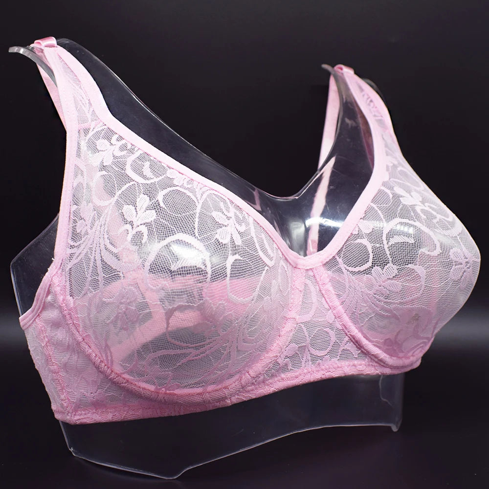 Plus Size Bras For Womens Underwear Underwired Lace Hollow Out Bra Embroidery Sexy Lingerie Brassiere BH Tops 5 Colors