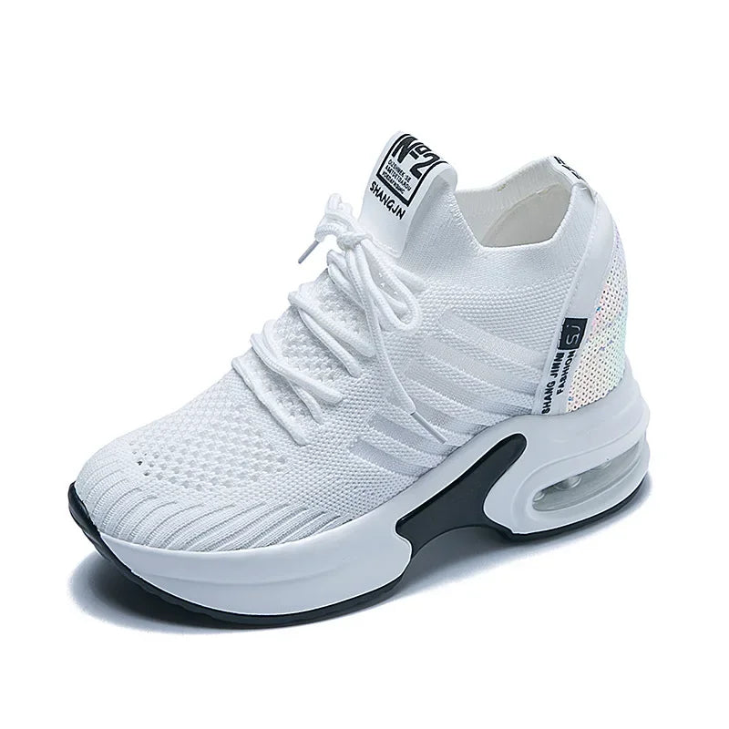 High Quality Femme Bling Sequin Woman Sneakers Chunky Platform CasualHeight Increase Zapatillas Mujer wedges shoes 2019