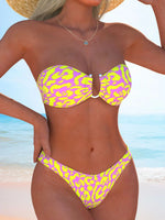 Sexy Bandeau Bikini 2026 Mujer Women White Polka Dot Print V Wire Push Up Triangle Swimsuit Summer Bathing Suit 2 Piece Swimwear