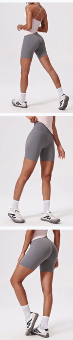Summer High Waisted Yoga Shorts for Women Fashionable and Sexy Running Fitness Pants Solid Color Yoga Leggings Elastic Tights