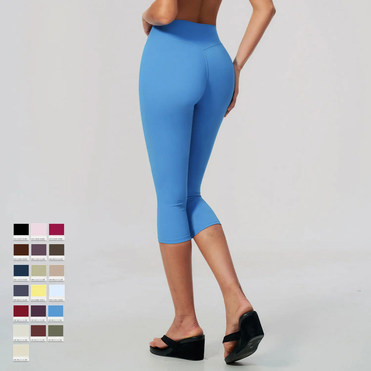 NCLAGEN Sport Leggings Women High Waist Yoga Capris Tight Slim Fit Mid Length Running Sports Pants For Outdoor Fitness Workout