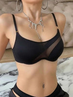 European and American Style Sexy Hollow-Out One-Shoulder Bra for Women, Ultra-Thin, Soft Underwire, Sexy Side Breast Support, Sports Bra