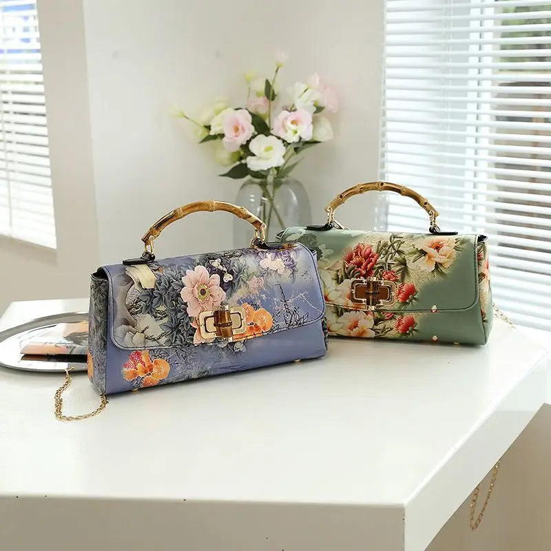 Vintage Bamboo Top Handle Bag Classic Mother Chic Lady Bags Women Shoulder Crossbody Bag Chain Bags Women's Handbags Purses
