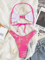 S - XLSparkling High Cut Halter Bikini Female Swimsuit Women Swimwear Two-pieces Bikini Set Bather Bathing Suit Swim Beachwear
