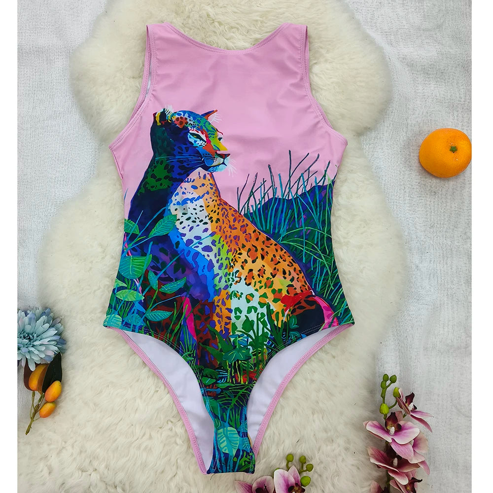 Striped Women One Piece Swimsuit High Quality Swimwear Printed Push Up Monokini Summer Bathing Suit Tropical Bodysuit Female