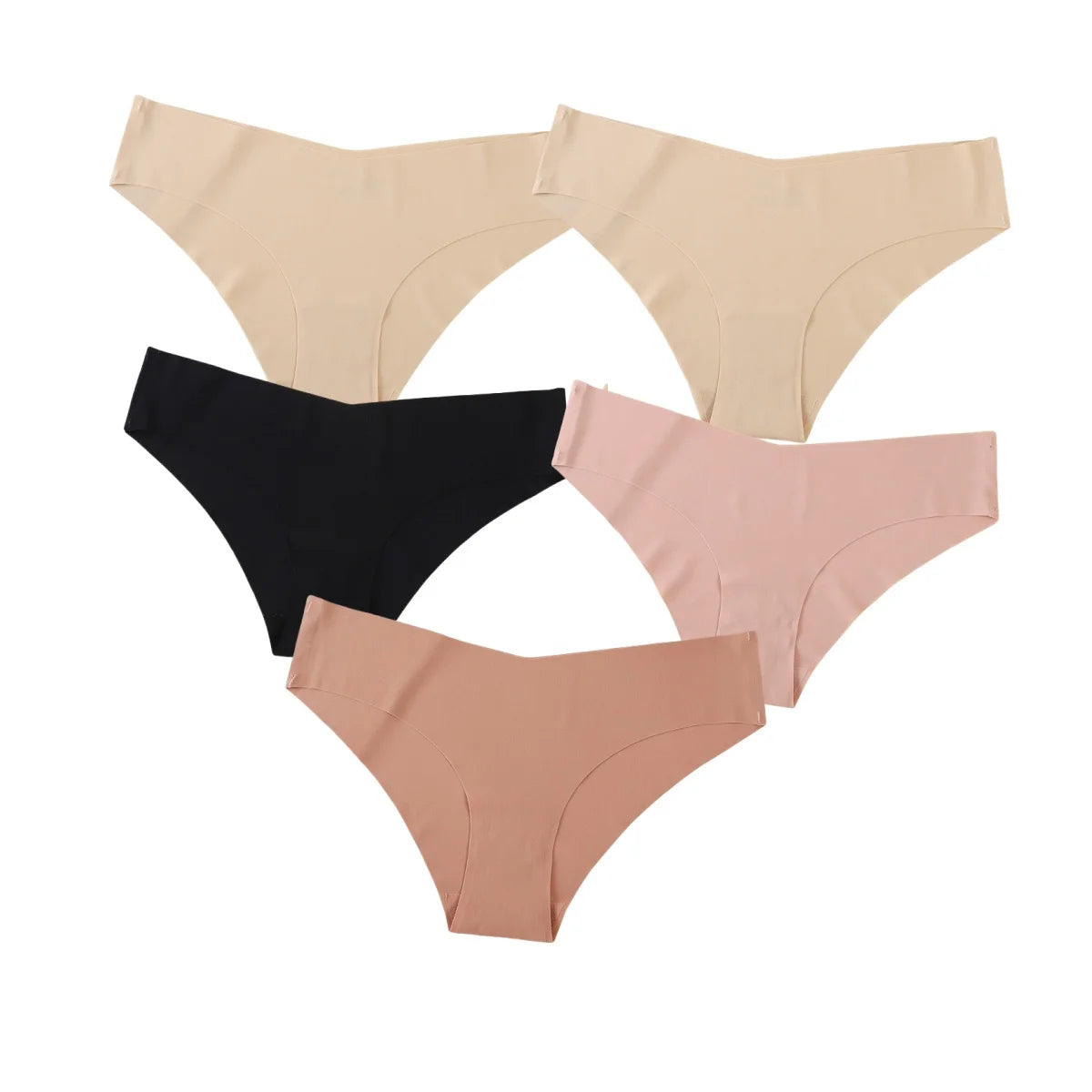 5Pcs/Set Women Panties Seamless Classic Briefs Female V-waist Underpants Soft Ice Silk Panties Sexy Lingerie Low-Rise Underwear