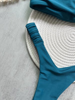 Wrinkled Bandeau High Cut Mini Thong Bikini Female Swimsuit Women Swimwear Two-pieces Bikini Set Bather Bathing Suit Swim Lady
