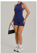 Women's Seamless Yoga Jumpsuits Sports Running Fitness Backless Sleeveless Hip-lifting One-piece Workout Gym Shorts Bodysuits